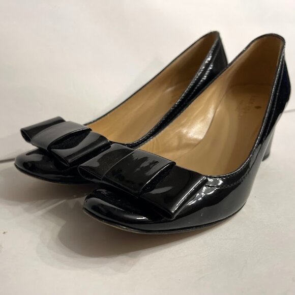 Kate Spade New York Patient Leather Black Bow Accent Pump - Picture 3 of 7